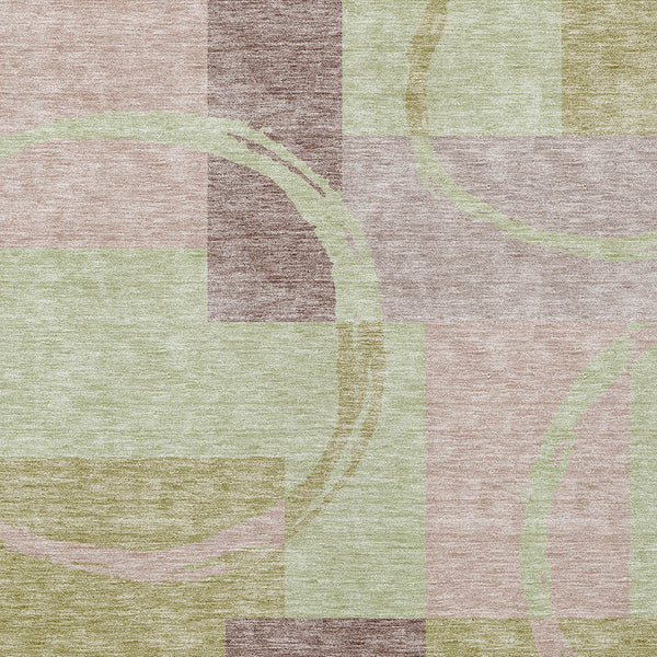 Homeroots 3' Abstract Washable Indoor Outdoor Area Rug In Stylish Mint Green Design For Versatile Spaces Blush Polyester 612557