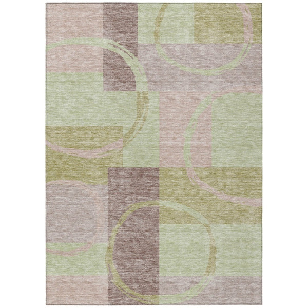 HomeRoots 5' Contemporary Blush and Mint Green Abstract Area Rug for Indoor and Outdoor Spaces, Easy Care 5' X 8' 612558