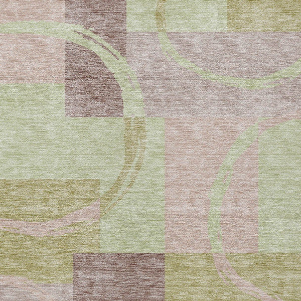 Homeroots 3' Abstract Washable Indoor Outdoor Area Rug In Stylish Mint Green Design For Versatile Spaces Blush Polyester 612558