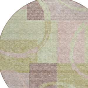 Homeroots 3' Abstract Washable Indoor Outdoor Area Rug In Stylish Mint Green Design For Versatile Spaces Blush Polyester 612559