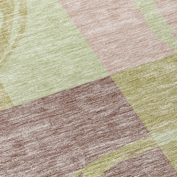 Homeroots 3' Abstract Washable Indoor Outdoor Area Rug In Stylish Mint Green Design For Versatile Spaces Blush Polyester 612559