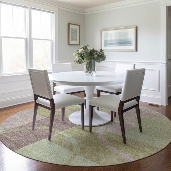 Homeroots 3' Abstract Washable Indoor Outdoor Area Rug In Stylish Mint Green Design For Versatile Spaces Blush Polyester 612559