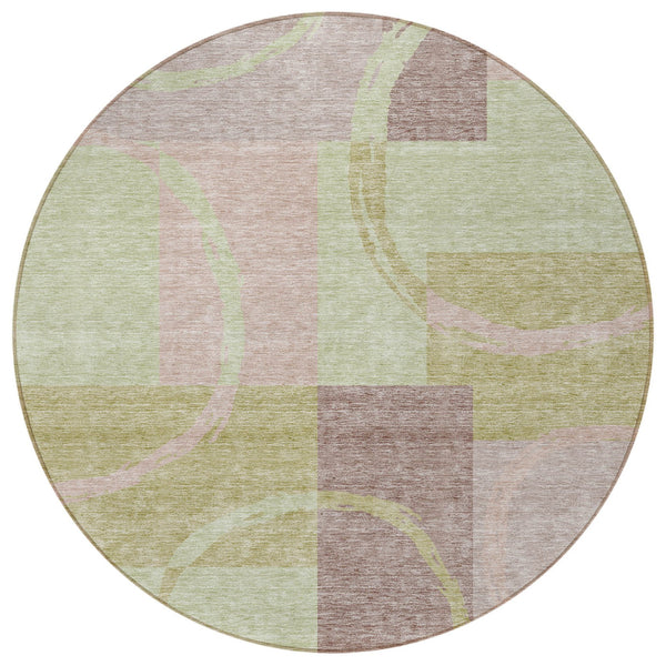 Homeroots 3' Abstract Washable Indoor Outdoor Area Rug In Stylish Mint Green Design For Versatile Spaces Blush Polyester 612559