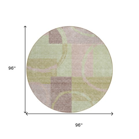 Homeroots 3' Abstract Washable Indoor Outdoor Area Rug In Stylish Mint Green Design For Versatile Spaces Blush Polyester 612559