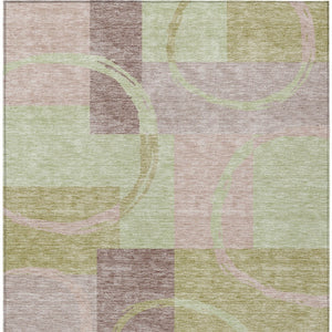 Homeroots 3' Abstract Washable Indoor Outdoor Area Rug In Stylish Mint Green Design For Versatile Spaces Blush Polyester 612560