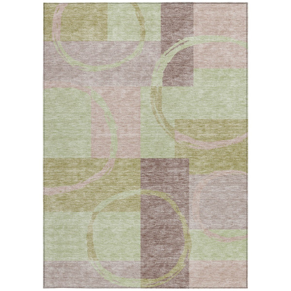 Homeroots 3' Abstract Washable Indoor Outdoor Area Rug In Stylish Mint Green Design For Versatile Spaces Blush Polyester 612562
