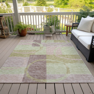 Homeroots 3' Abstract Washable Indoor Outdoor Area Rug In Stylish Mint Green Design For Versatile Spaces Blush Polyester 612562