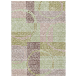 HomeRoots 5' Contemporary Blush and Mint Green Abstract Area Rug for Indoor and Outdoor Spaces, Easy Care 10' X 14' 612562
