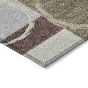 Homeroots 3' Abstract Washable Indoor Outdoor Area Rug In Stylish Mint Green Design For Versatile Spaces Brown Polyester 612563