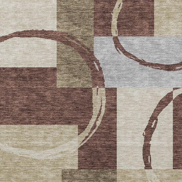 Homeroots 3' Abstract Washable Indoor Outdoor Area Rug In Stylish Mint Green Design For Versatile Spaces Brown Polyester 612563