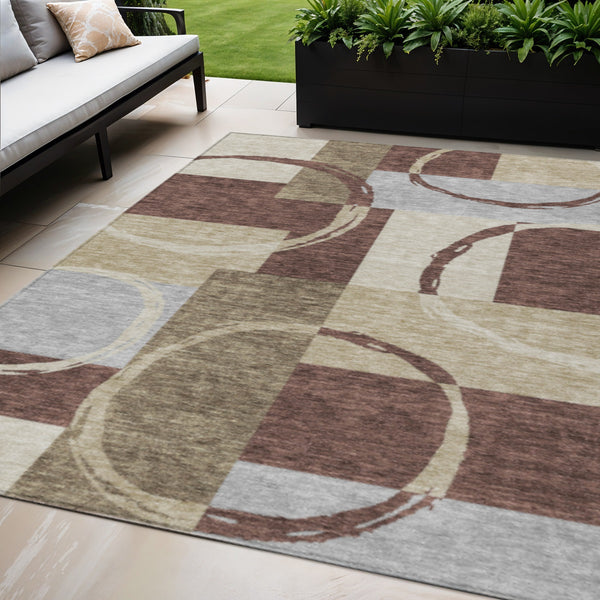 Homeroots 3' Abstract Washable Indoor Outdoor Area Rug In Stylish Mint Green Design For Versatile Spaces Brown Polyester 612564