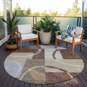 Homeroots 3' Abstract Washable Indoor Outdoor Area Rug In Stylish Mint Green Design For Versatile Spaces Brown Polyester 612565