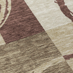 Homeroots 3' Abstract Washable Indoor Outdoor Area Rug In Stylish Mint Green Design For Versatile Spaces Brown Polyester 612565