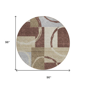 Homeroots 3' Abstract Washable Indoor Outdoor Area Rug In Stylish Mint Green Design For Versatile Spaces Brown Polyester 612565