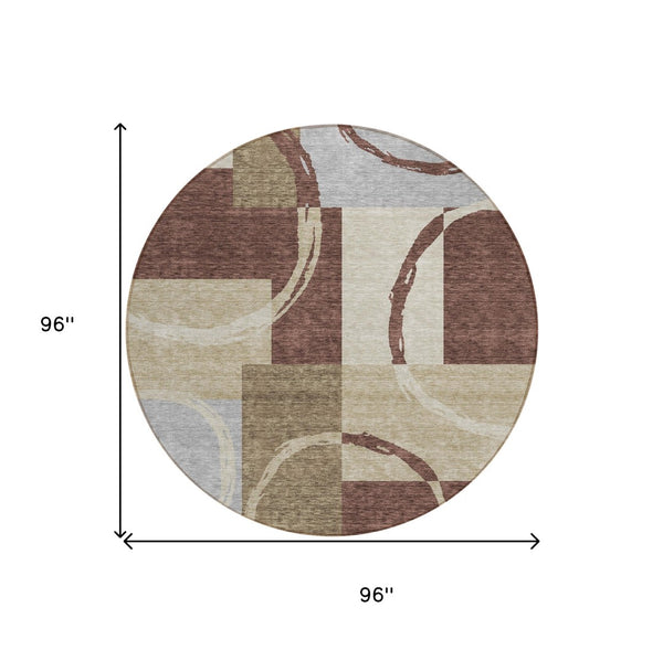 Homeroots 3' Abstract Washable Indoor Outdoor Area Rug In Stylish Mint Green Design For Versatile Spaces Brown Polyester 612565