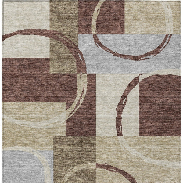 Homeroots 3' Abstract Washable Indoor Outdoor Area Rug In Stylish Mint Green Design For Versatile Spaces Brown Polyester 612566