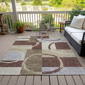 Homeroots 3' Abstract Washable Indoor Outdoor Area Rug In Stylish Mint Green Design For Versatile Spaces Brown Polyester 612566