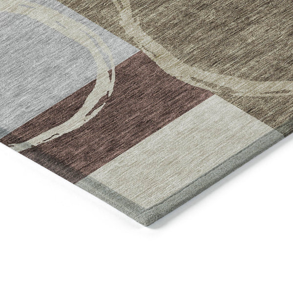 Homeroots 3' Abstract Washable Indoor Outdoor Area Rug In Stylish Mint Green Design For Versatile Spaces Brown Polyester 612566