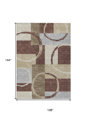 Homeroots 3' Abstract Washable Indoor Outdoor Area Rug In Stylish Mint Green Design For Versatile Spaces Brown Polyester 612567
