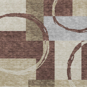 Homeroots 3' Abstract Washable Indoor Outdoor Area Rug In Stylish Mint Green Design For Versatile Spaces Brown Polyester 612567