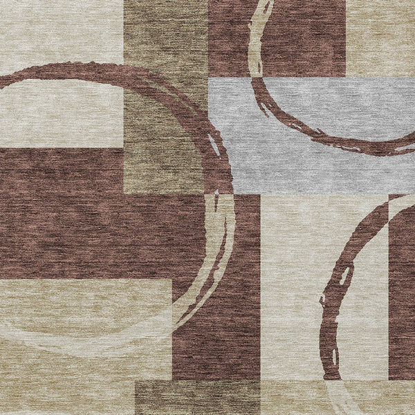 Homeroots 3' Abstract Washable Indoor Outdoor Area Rug In Stylish Mint Green Design For Versatile Spaces Brown Polyester 612567