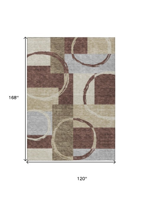 Homeroots 3' Abstract Washable Indoor Outdoor Area Rug In Stylish Mint Green Design For Versatile Spaces Brown Polyester 612568