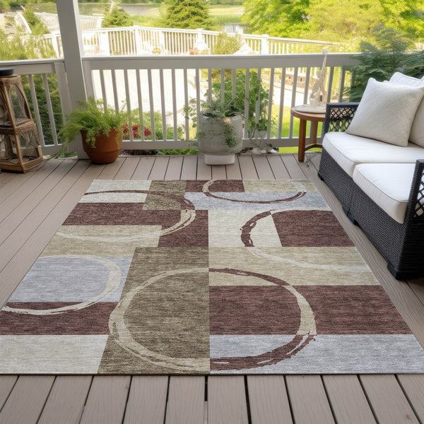 Homeroots 3' Abstract Washable Indoor Outdoor Area Rug In Stylish Mint Green Design For Versatile Spaces Brown Polyester 612568