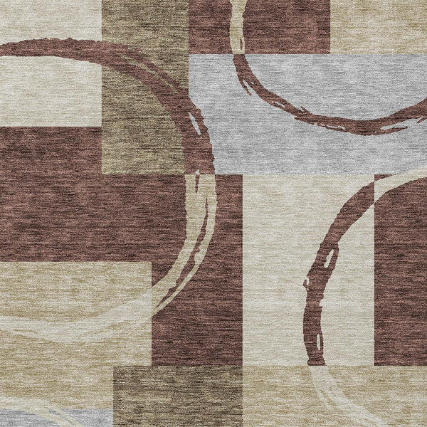 Homeroots 3' Abstract Washable Indoor Outdoor Area Rug In Stylish Mint Green Design For Versatile Spaces Brown Polyester 612568