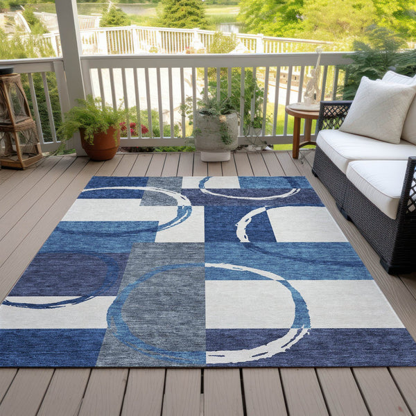 Homeroots 3' Abstract Washable Indoor Outdoor Area Rug In Stylish Mint Green Design For Versatile Spaces Blue Polyester 612570