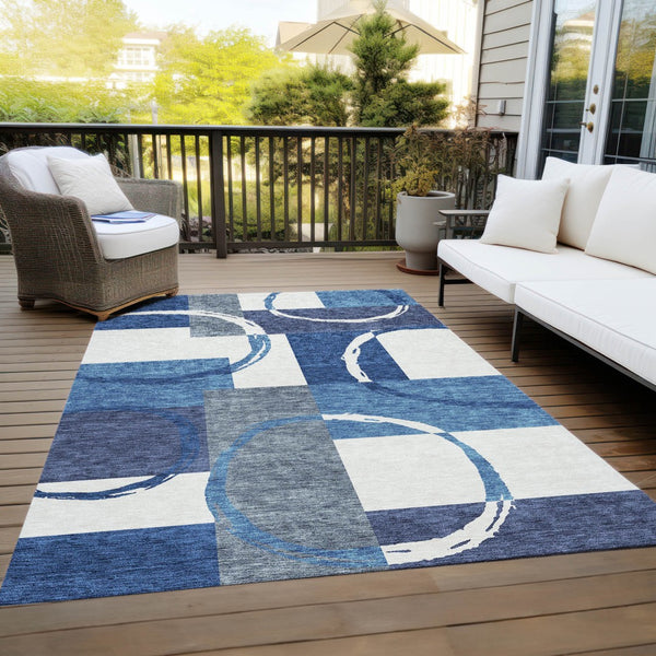 Homeroots 3' Abstract Washable Indoor Outdoor Area Rug In Stylish Mint Green Design For Versatile Spaces Blue Polyester 612570