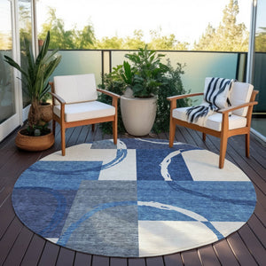 Homeroots 3' Abstract Washable Indoor Outdoor Area Rug In Stylish Mint Green Design For Versatile Spaces Blue Polyester 612571