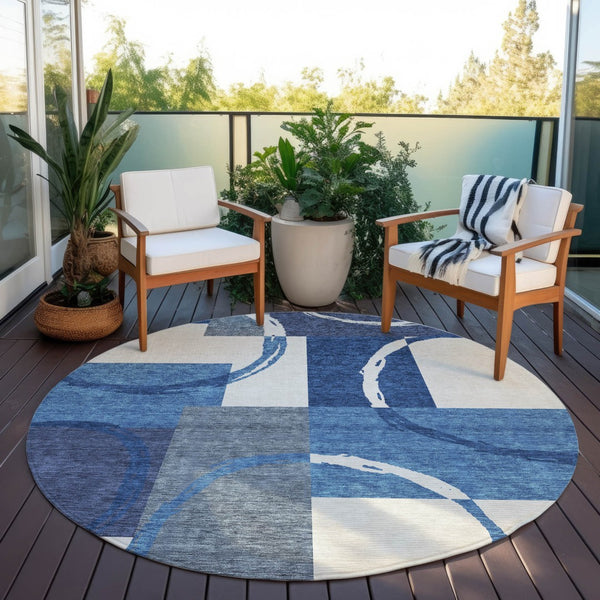 Homeroots 3' Abstract Washable Indoor Outdoor Area Rug In Stylish Mint Green Design For Versatile Spaces Blue Polyester 612571