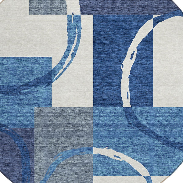 Homeroots 3' Abstract Washable Indoor Outdoor Area Rug In Stylish Mint Green Design For Versatile Spaces Blue Polyester 612571