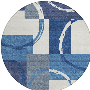 Homeroots 3' Abstract Washable Indoor Outdoor Area Rug In Stylish Mint Green Design For Versatile Spaces Blue Polyester 612571