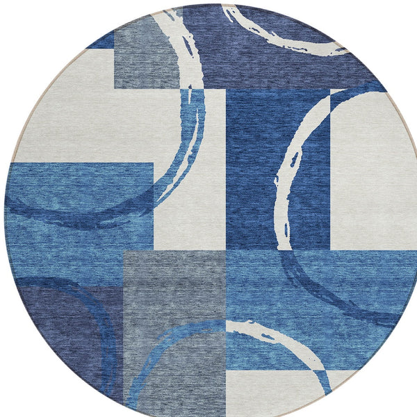 Homeroots 3' Abstract Washable Indoor Outdoor Area Rug In Stylish Mint Green Design For Versatile Spaces Blue Polyester 612571