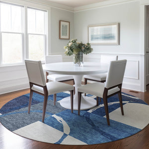 Homeroots 3' Abstract Washable Indoor Outdoor Area Rug In Stylish Mint Green Design For Versatile Spaces Blue Polyester 612571