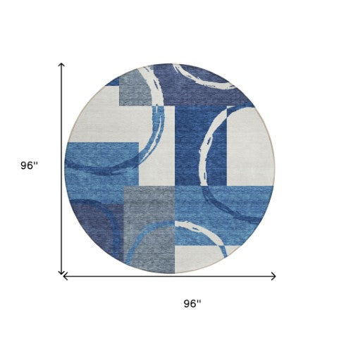 Homeroots 3' Abstract Washable Indoor Outdoor Area Rug In Stylish Mint Green Design For Versatile Spaces Blue Polyester 612571