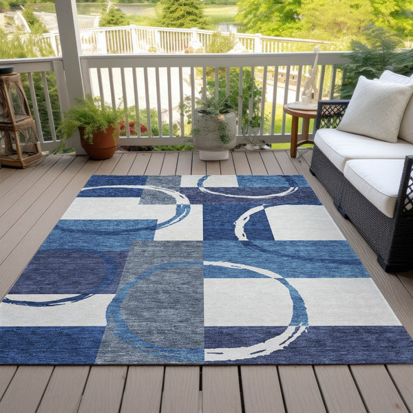Homeroots 3' Abstract Washable Indoor Outdoor Area Rug In Stylish Mint Green Design For Versatile Spaces Blue Polyester 612572