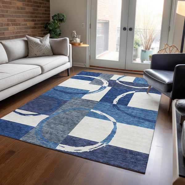 Homeroots 3' Abstract Washable Indoor Outdoor Area Rug In Stylish Mint Green Design For Versatile Spaces Blue Polyester 612572