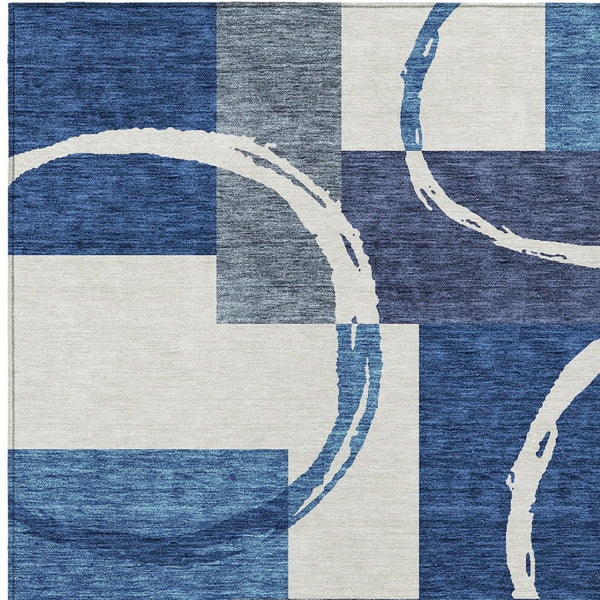 Homeroots 3' Abstract Washable Indoor Outdoor Area Rug In Stylish Mint Green Design For Versatile Spaces Blue Polyester 612573