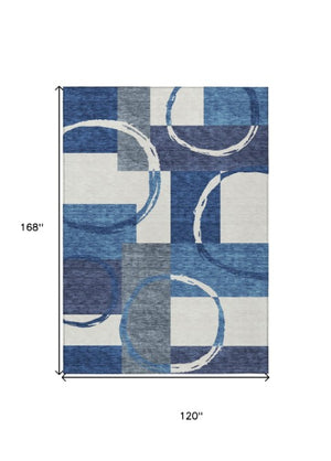 Homeroots 3' Abstract Washable Indoor Outdoor Area Rug In Stylish Mint Green Design For Versatile Spaces Blue Polyester 612574