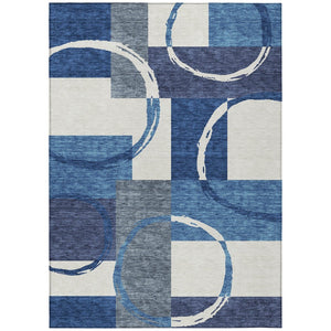 HomeRoots 5' Blue and Ivory Geometric Area Rug – Stylish, Washable, Indoor/Outdoor Rug for Modern Spaces 10' X 14' 612574