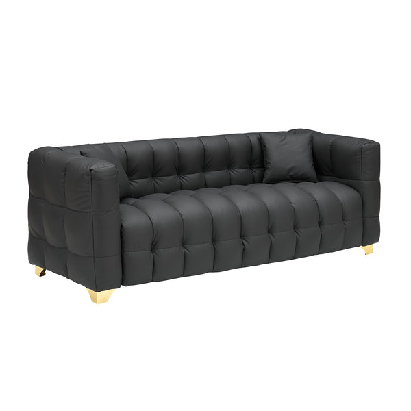 English Elm 80 Modern 3-Seat Sofa with Waterproof Polyester Blend, Solid Wood Frame, Silver Metal Legs, 500lb Capacity Black W3356P341720