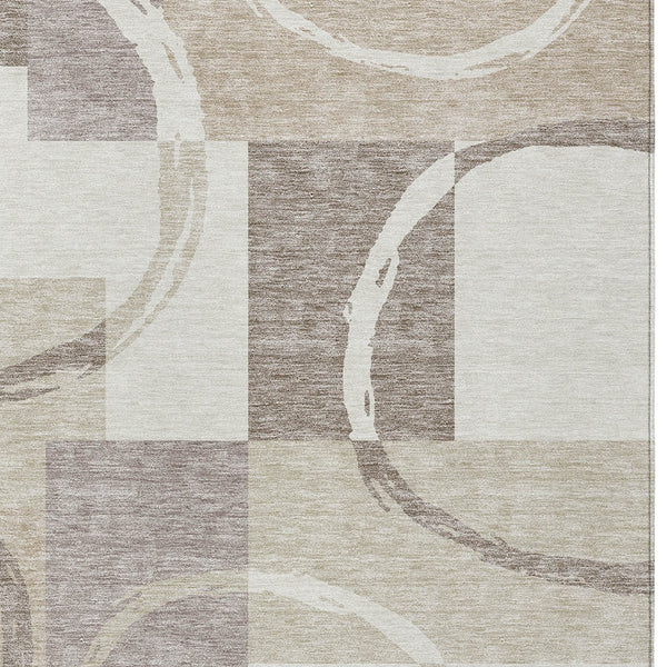 Homeroots 3' Abstract Washable Indoor Outdoor Area Rug In Stylish Mint Green Design For Versatile Spaces Ivory Polyester 612581