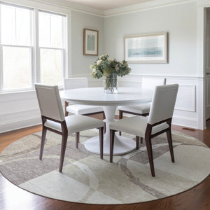 Homeroots 3' Abstract Washable Indoor Outdoor Area Rug In Stylish Mint Green Design For Versatile Spaces Ivory Polyester 612583