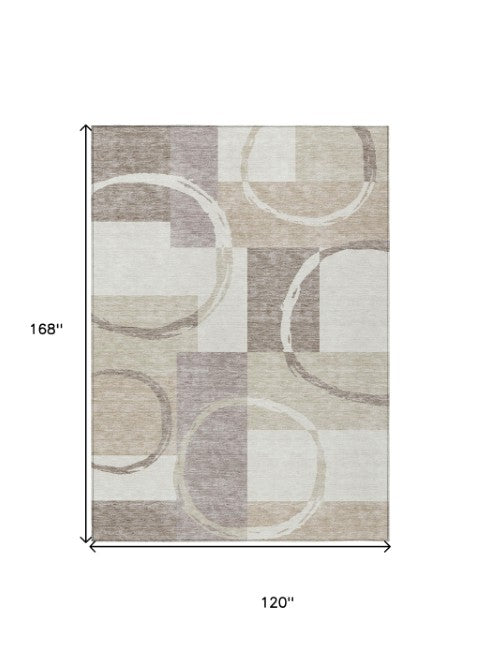 Homeroots 3' Abstract Washable Indoor Outdoor Area Rug In Stylish Mint Green Design For Versatile Spaces Ivory Polyester 612586