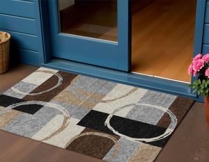 Homeroots 3' Abstract Washable Indoor Outdoor Area Rug In Stylish Mint Green Design For Versatile Spaces Pewter Polyester 612587