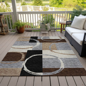 Homeroots 3' Abstract Washable Indoor Outdoor Area Rug In Stylish Mint Green Design For Versatile Spaces Pewter Polyester 612587