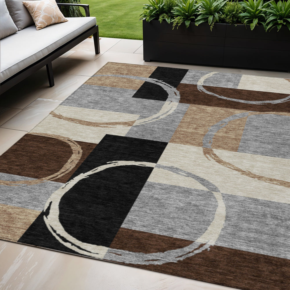 Homeroots 3' Abstract Washable Indoor Outdoor Area Rug In Stylish Mint Green Design For Versatile Spaces Pewter Polyester 612588