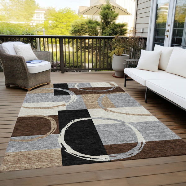 Homeroots 3' Abstract Washable Indoor Outdoor Area Rug In Stylish Mint Green Design For Versatile Spaces Pewter Polyester 612588